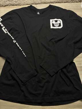 Disney Parks Walt Disney World Retro Logo Black Long Sleeve Spirit Jersey